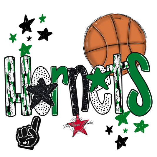 Hornets Basketball Scrape-Kelly Green