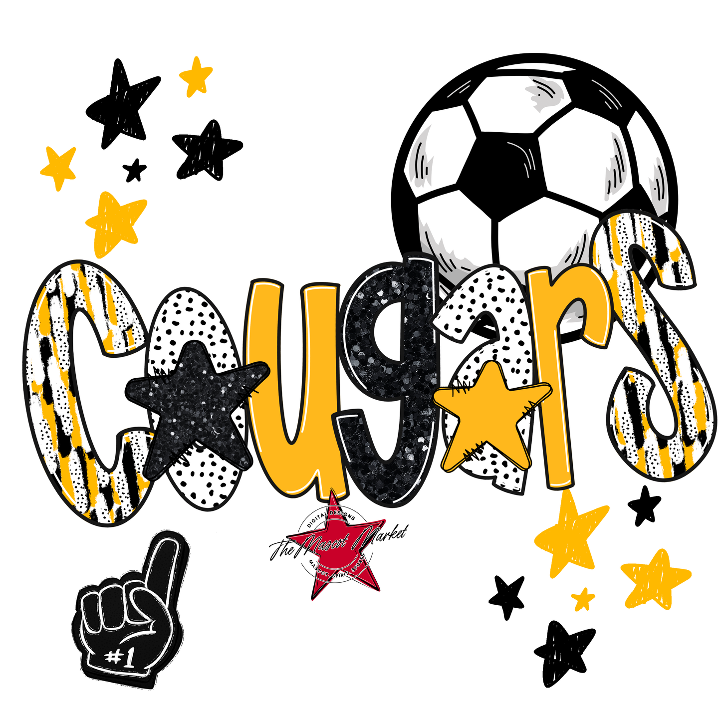 Cougars Soccer Scrape-Yellow