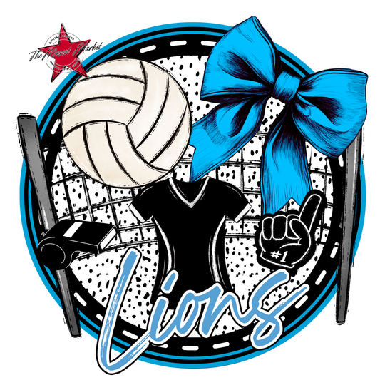 Lions Circle Volleyball Design-Carolina Blue