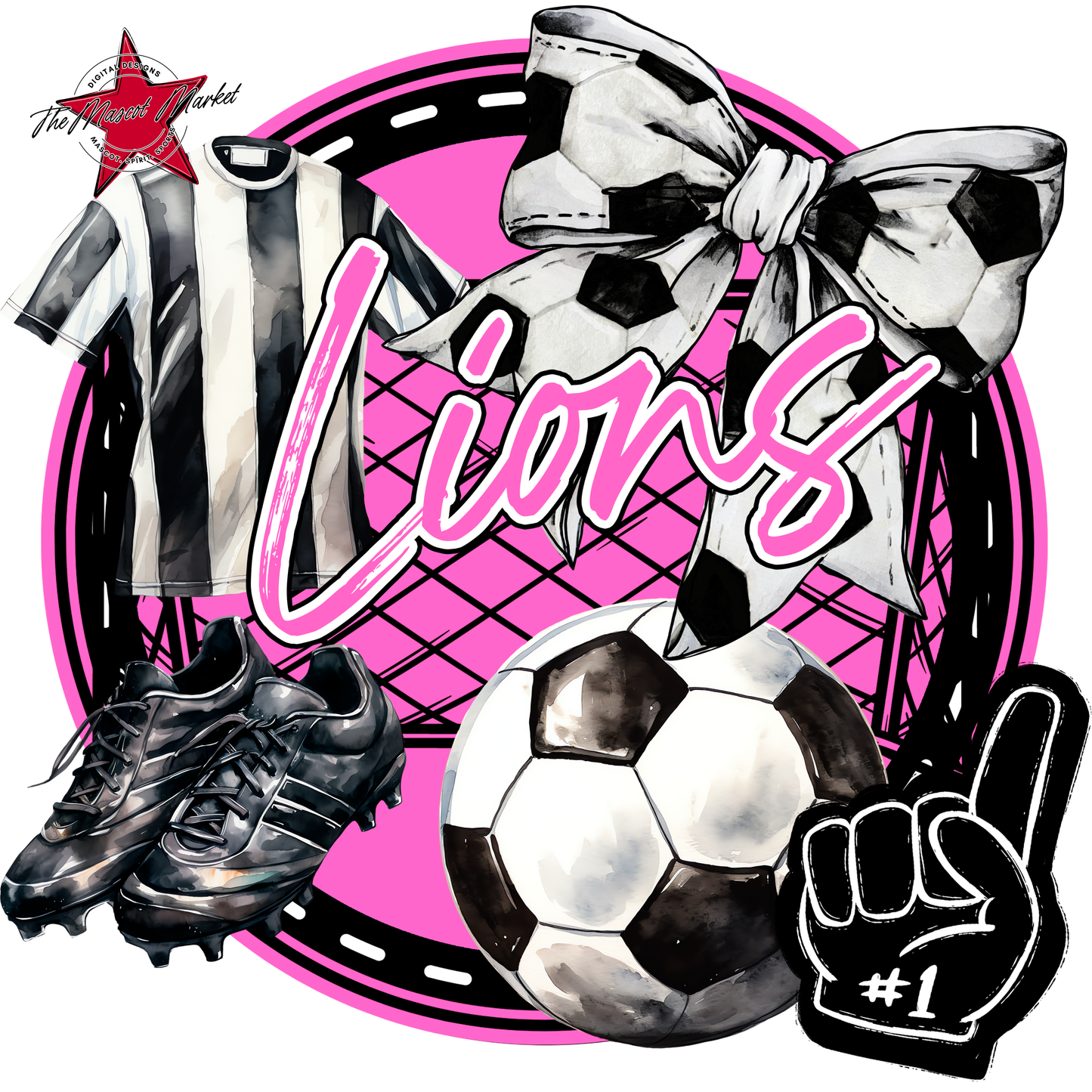 Lions Circle Soccer Design-Baby Pink