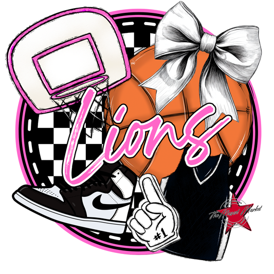 Lions Circle Basketball Design-Baby Pink