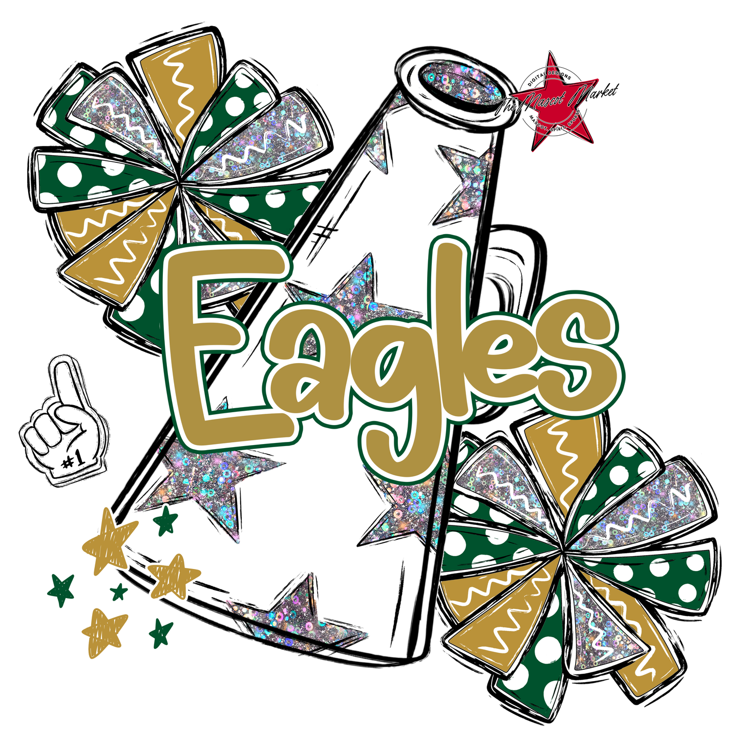 Eagles Alpha Cheer Megaphone-Green-Gold