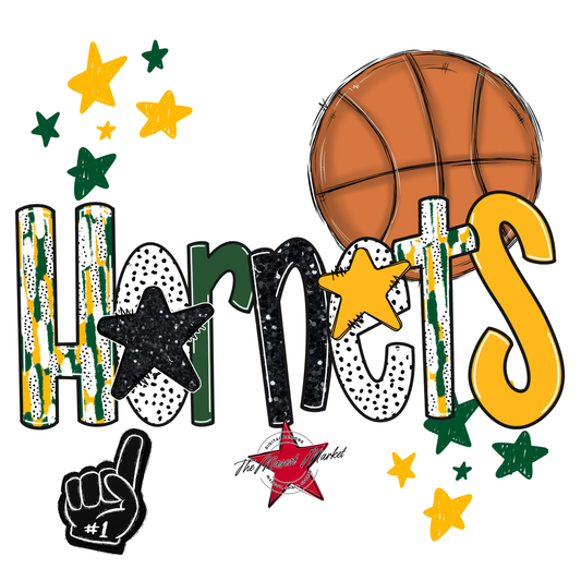 Hornets Basketball Scrape-Green-Yellow