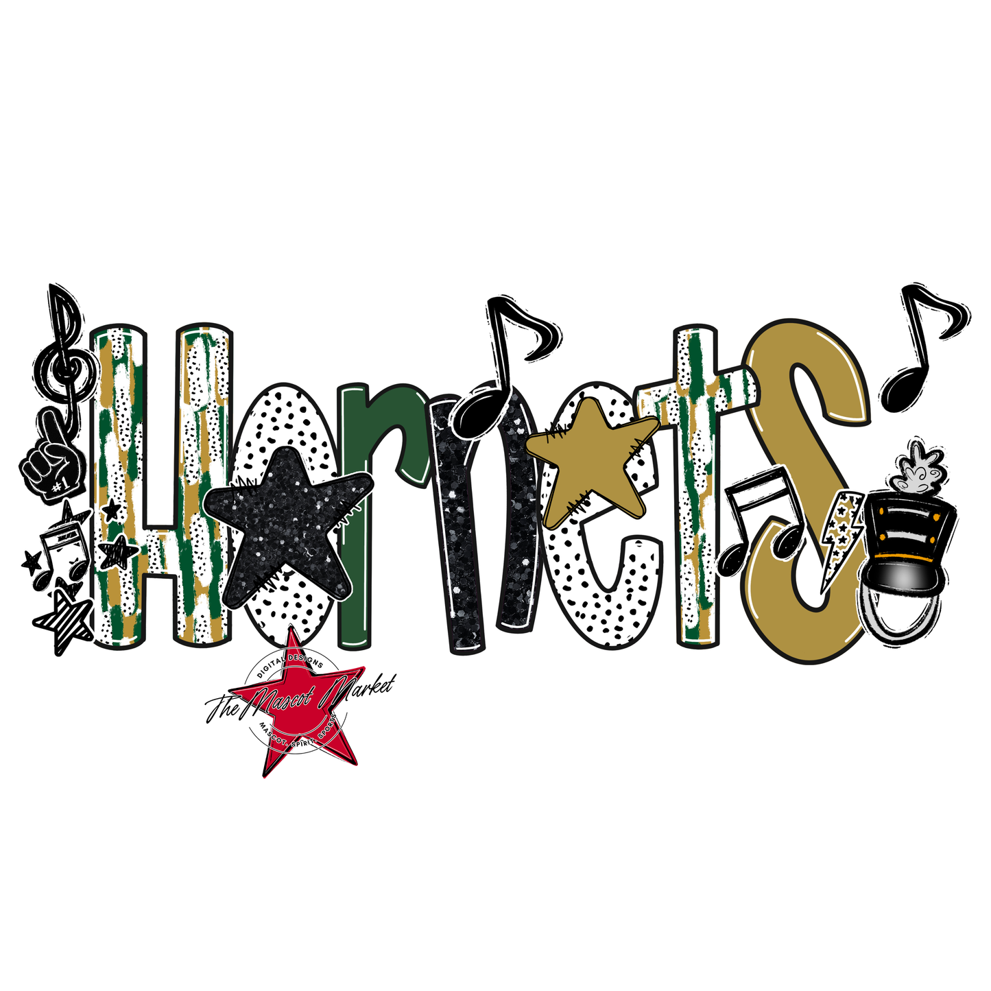 Hornets Band Scrape-Green-Gold