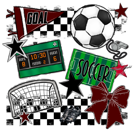 Soccer Checkers Spirit Design-Maroon