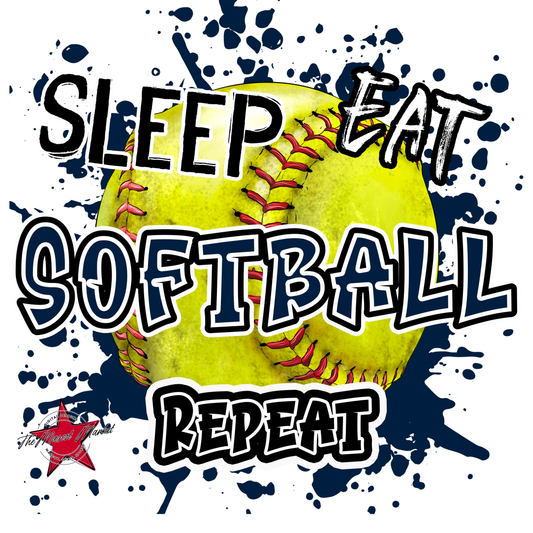 Eat Sleep Softball Repeat-Navy