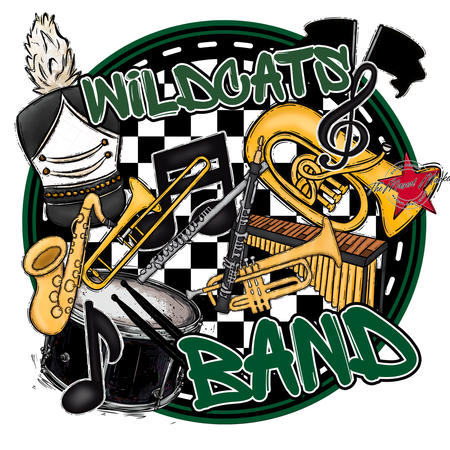 Wildcats Circle Band Design-Green