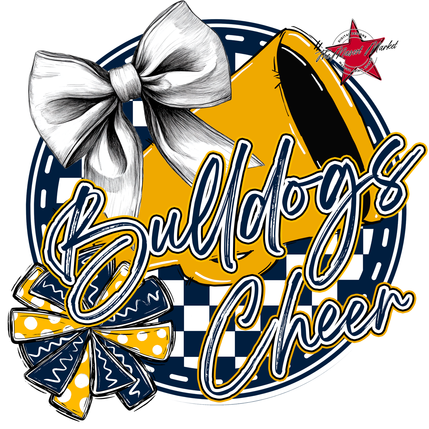 Bulldogs Circle Cheer Design-Navy-Yellow