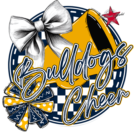Bulldogs Circle Cheer Design-Navy-Yellow