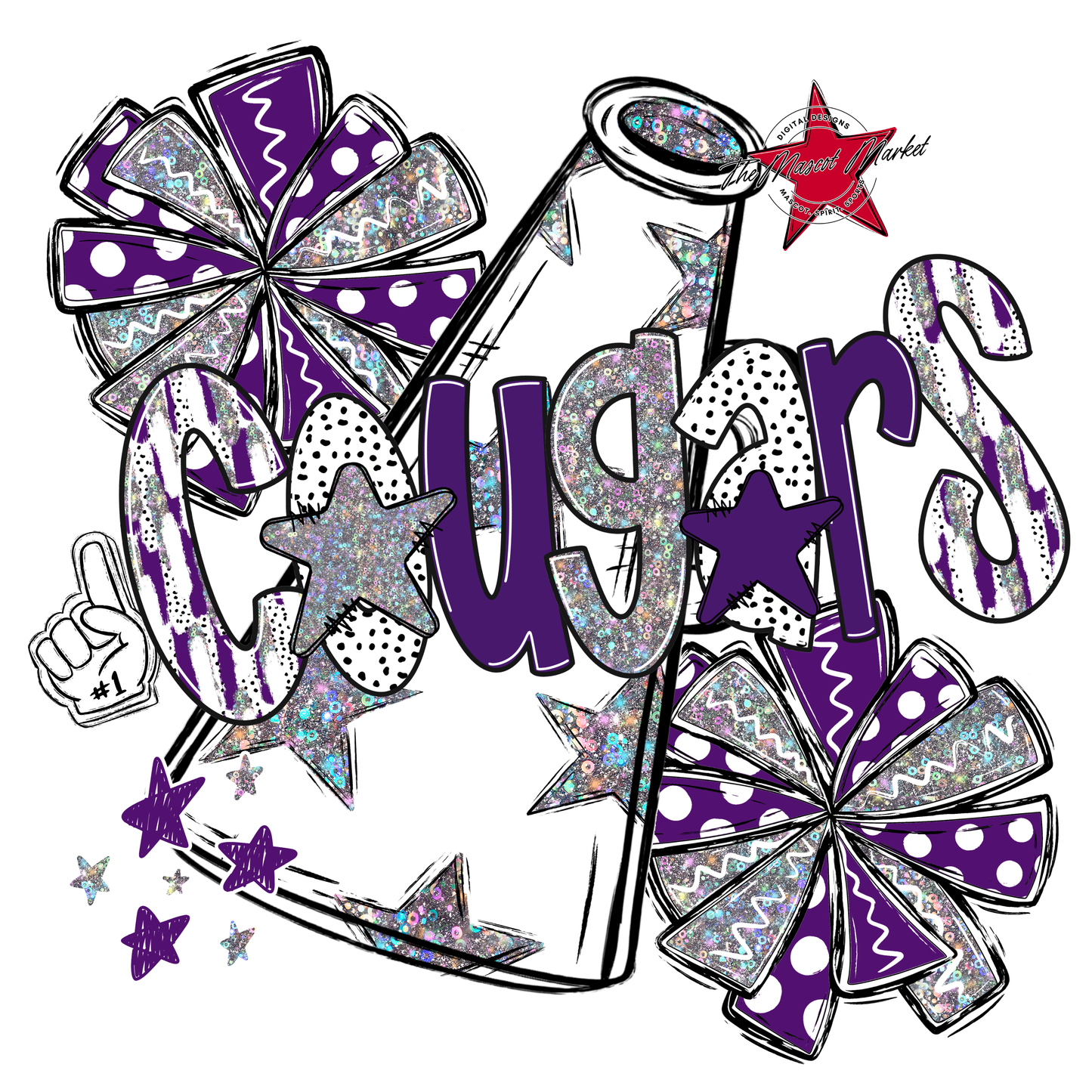 Cougars Cheer Megaphone Scrape-Purple