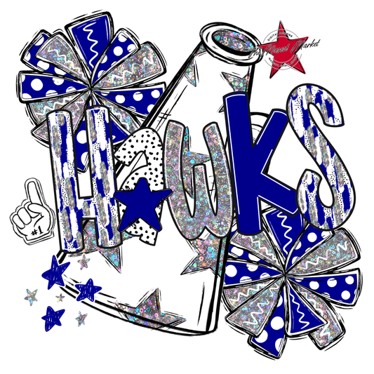 Hawks Cheer Megaphone Scrape-Blue