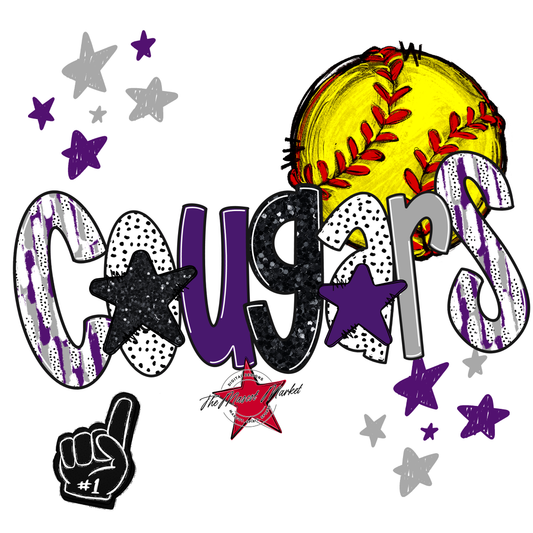 Cougars Softball Scrape-Purple-Grey