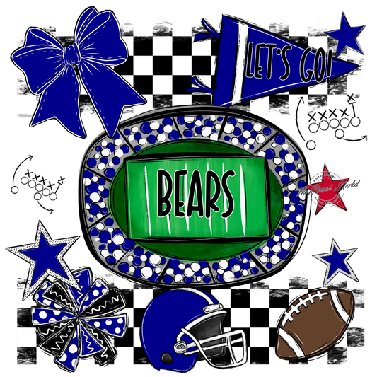 Bears Checker Spirit Design-Blue