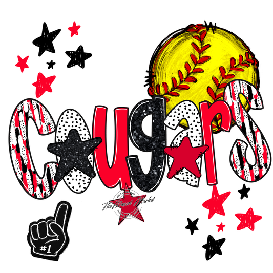 Cougars Softball Scrape-Bright Red