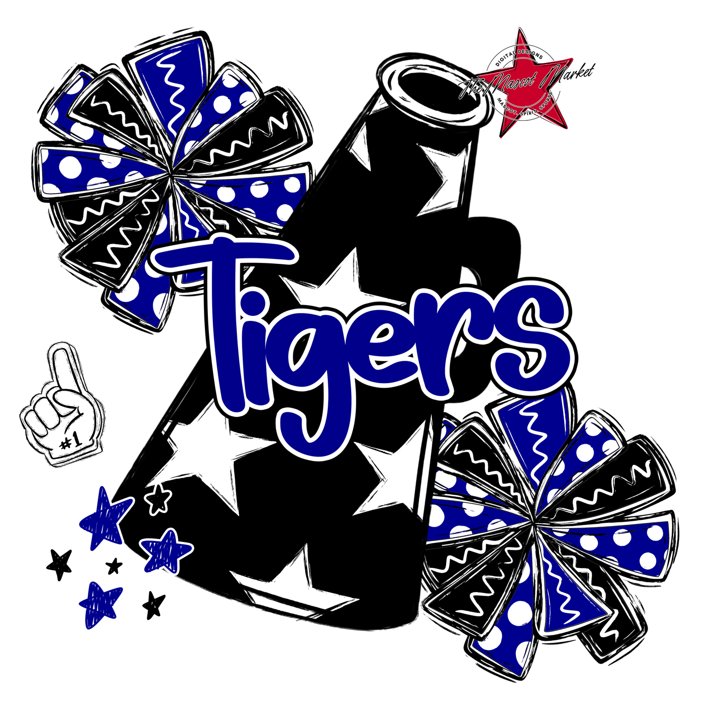 Tigers Alpha Megaphone Design-Blue