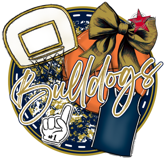 Bulldogs Circle Basketball Design-Navy-Gold