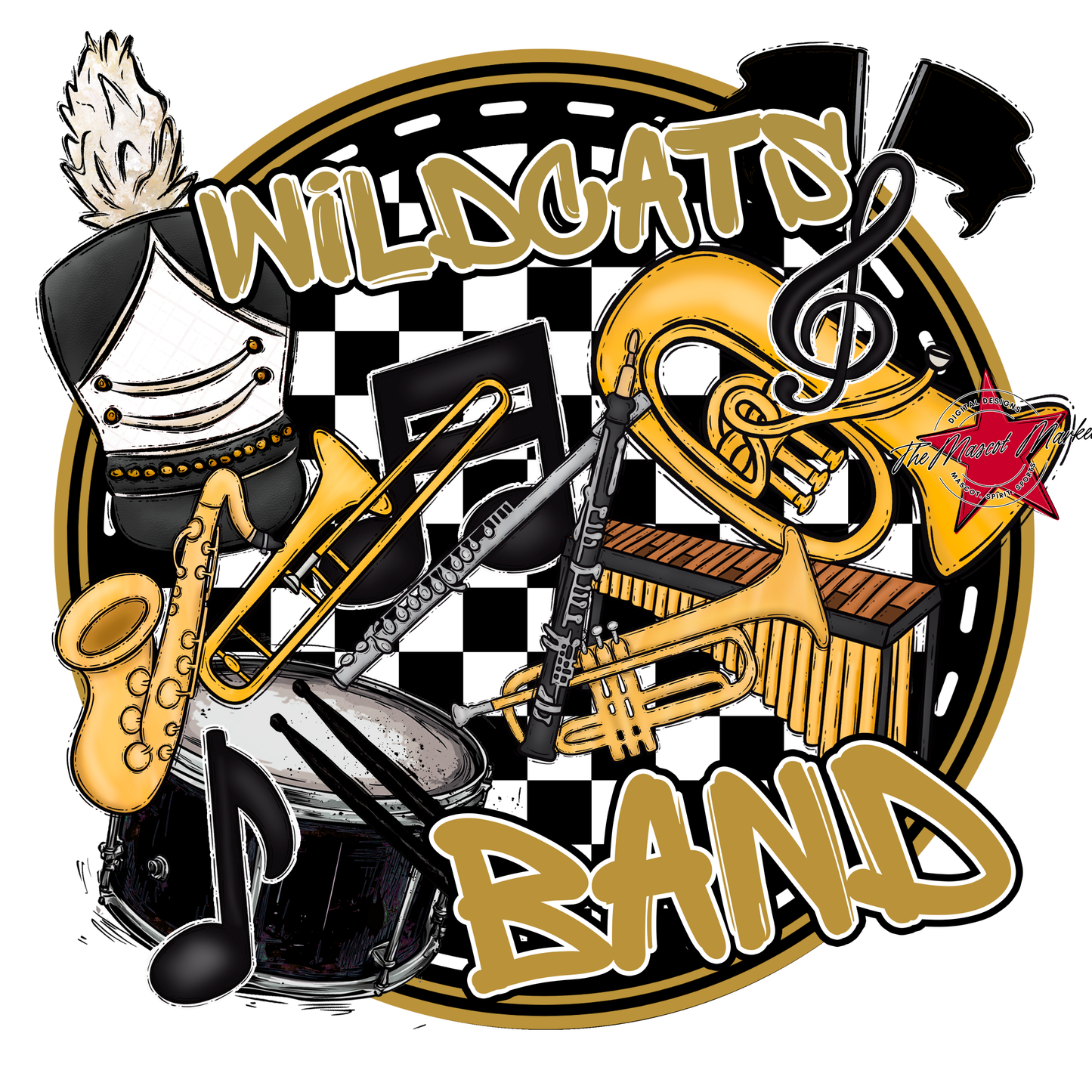Wildcats Circle Band Design-Gold