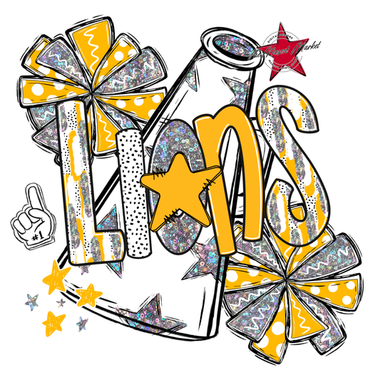 Lions Cheer Megaphone Scrape-Yellow