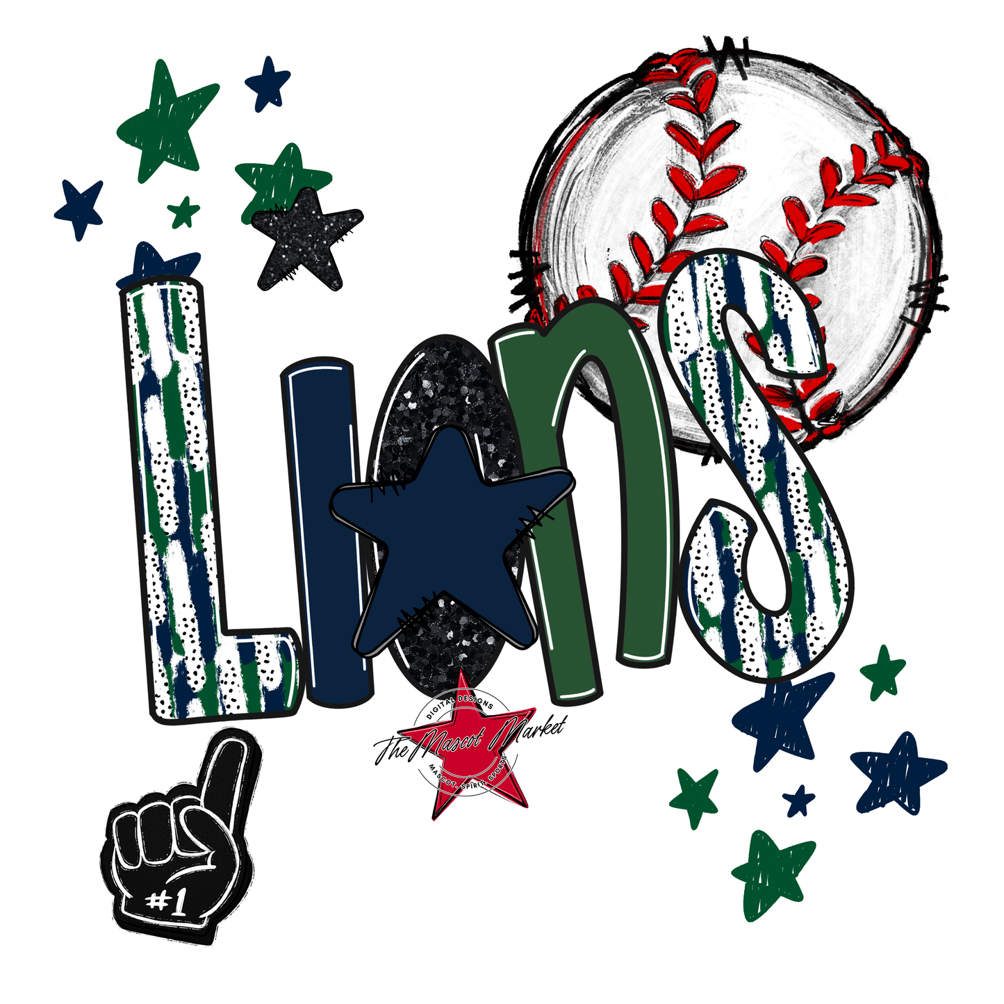 Lions Baseball Scrape-Navy-Green