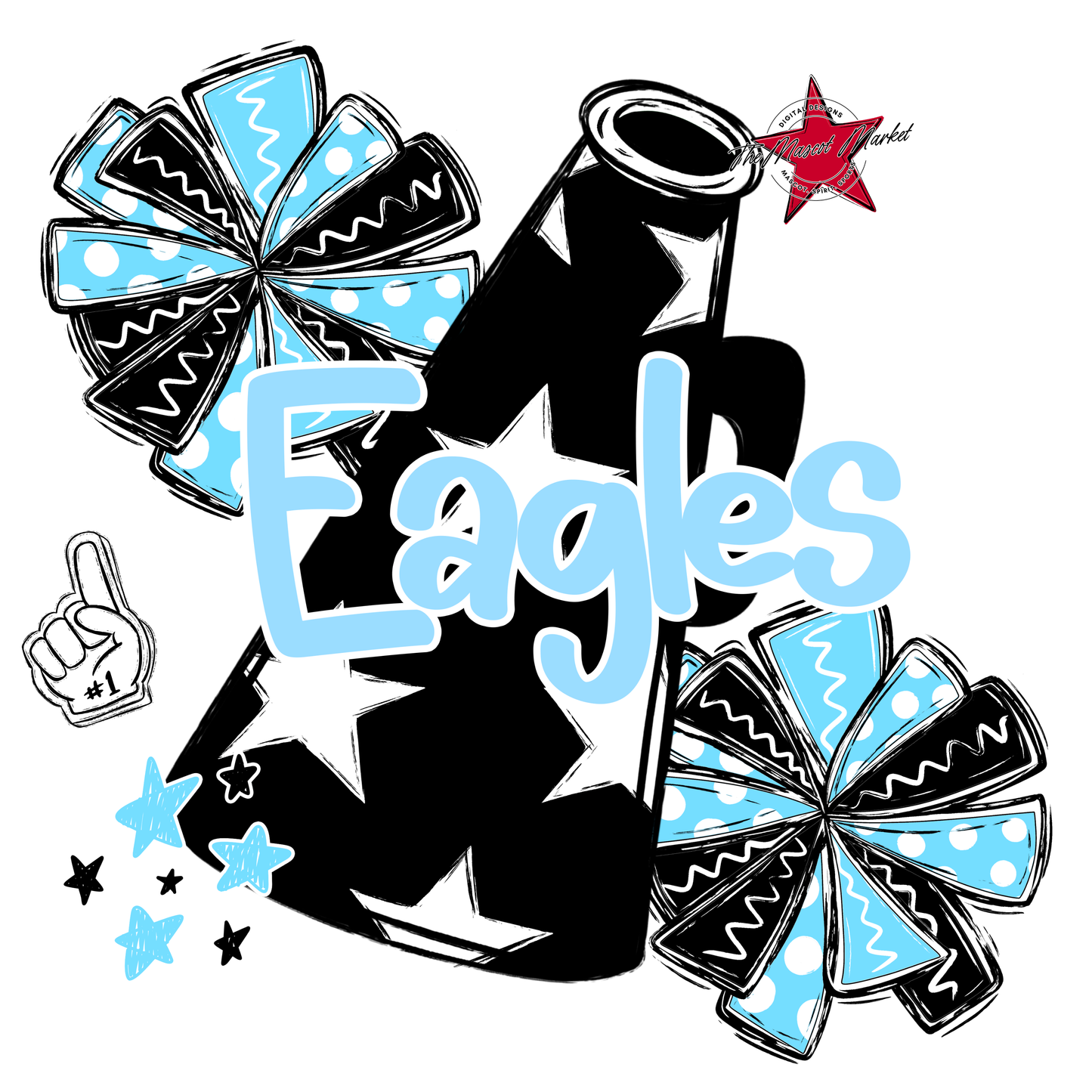 Eagles Alpha Cheer Megaphone-Columbia Blue