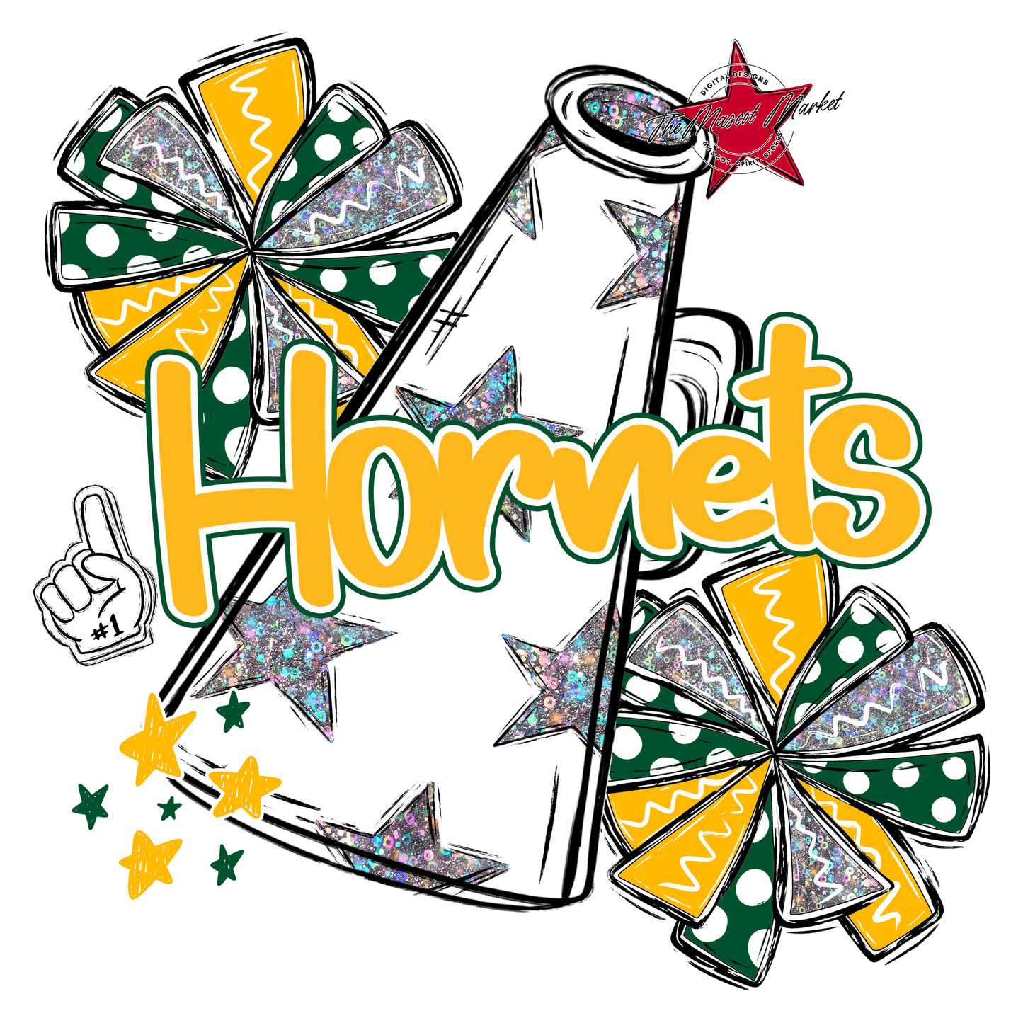Hornets Alpha Megaphone Design-Green-Yellow