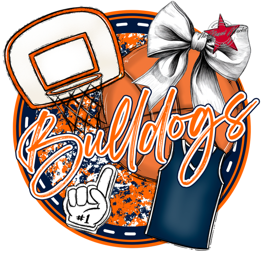 Bulldogs Circle Basketball Design-Navy-Orange