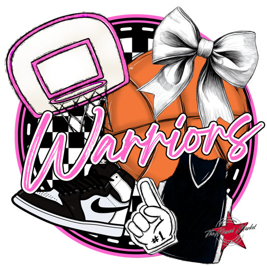 Warriors Circle Basketball Design-Baby Pink