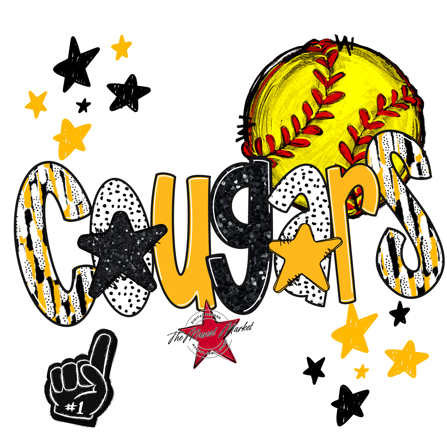 Cougars Softball Scrape-Yellow