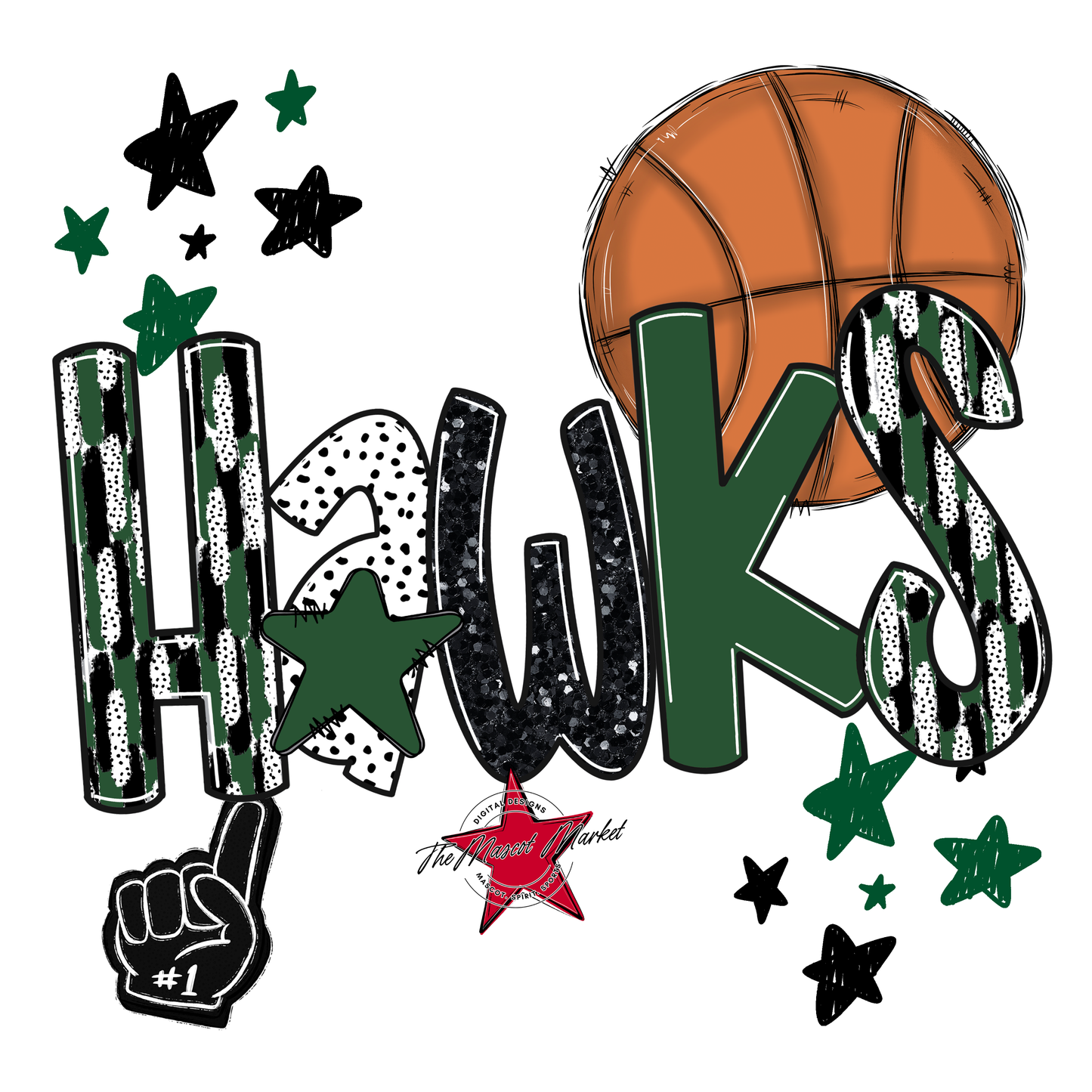 Hawks Basketball Scrape-Green