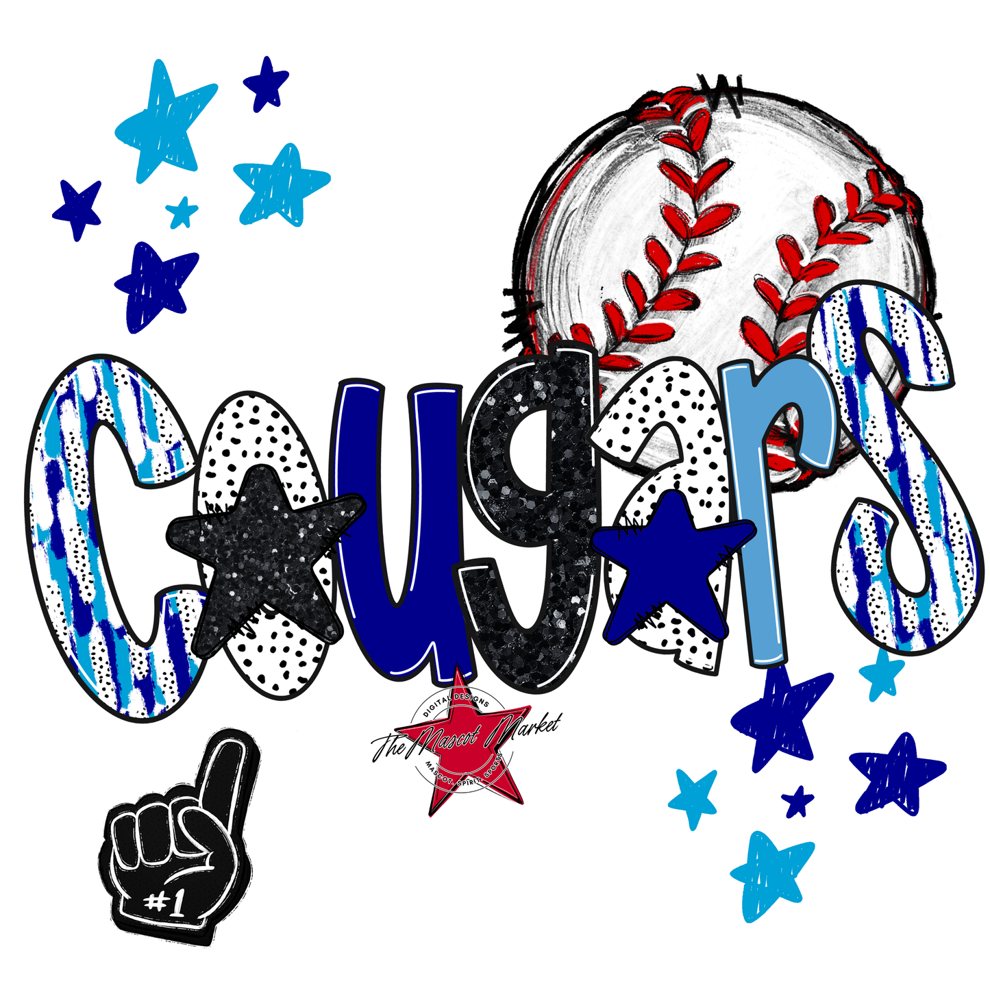 Cougars Baseball Scrape-Blue-Carolina Blue