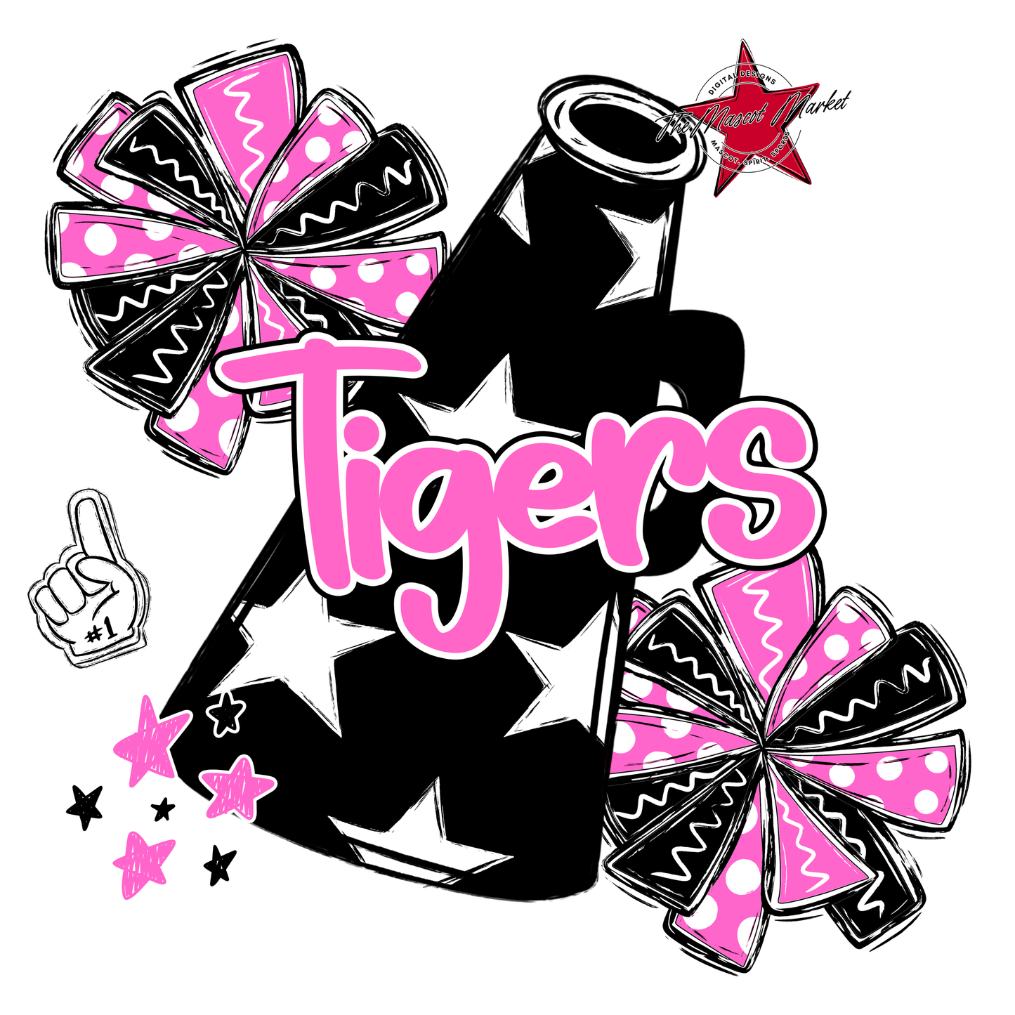 Tigers Alpha Megaphone Design-Baby Pink