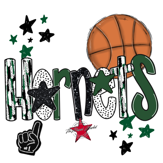 Hornets Basketball Scrape-Green