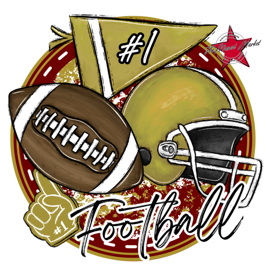 Football Circle Design-Maroon-Gold