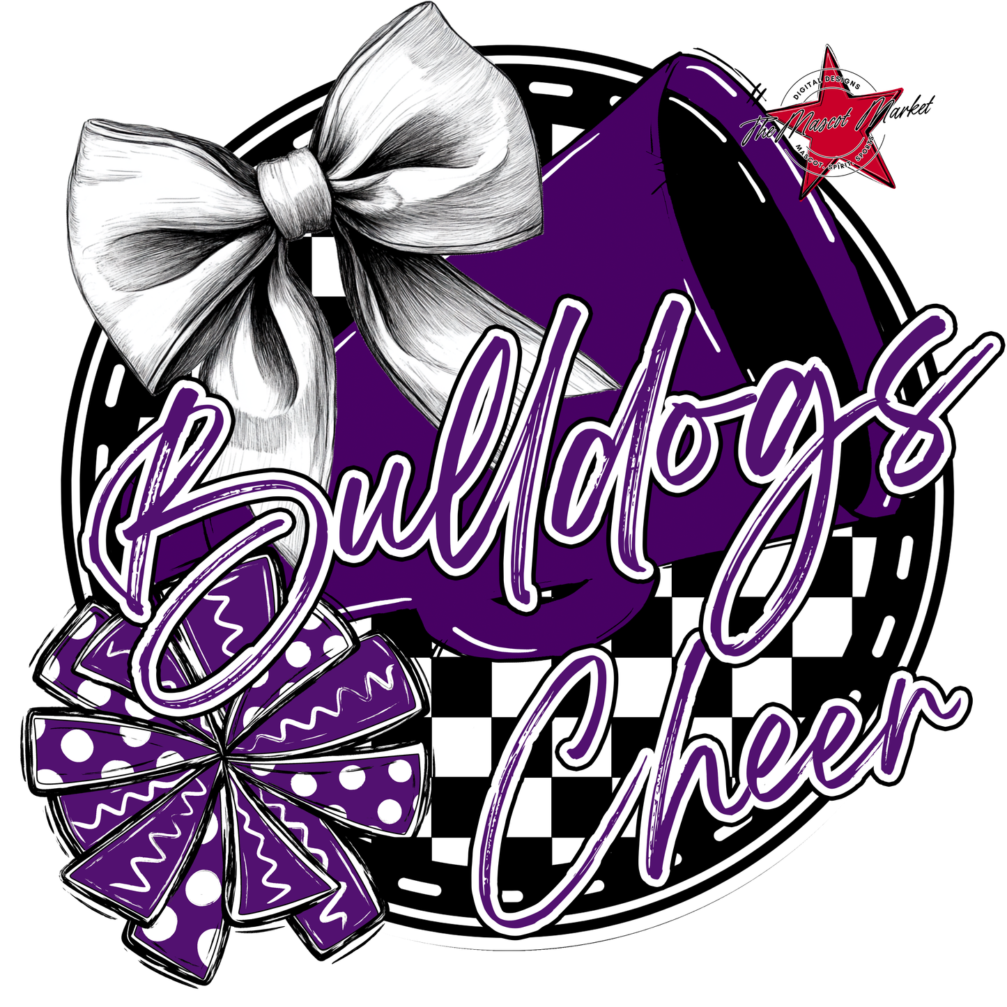 Bulldogs Circle Cheer Design-Purple
