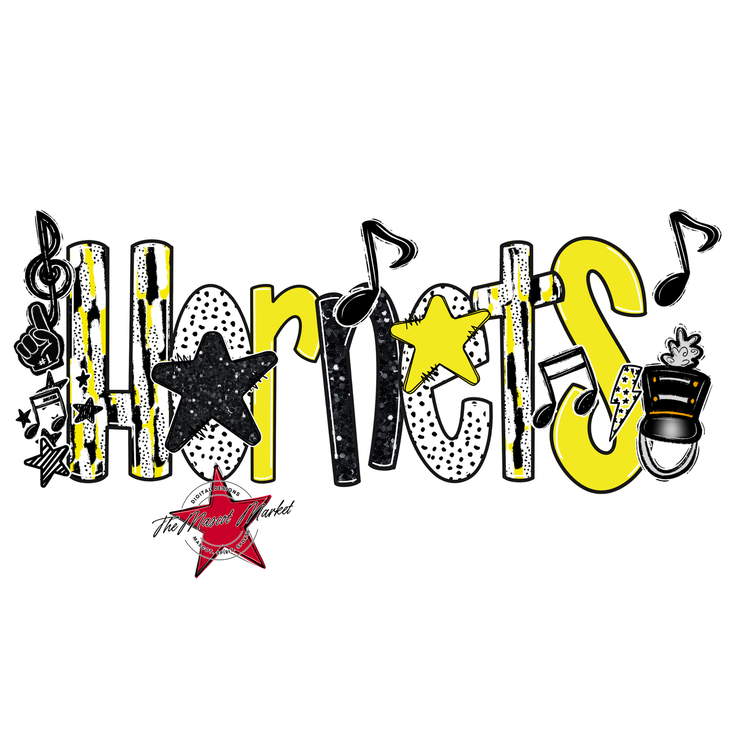 Hornets Band Scrape-Bright Yellow