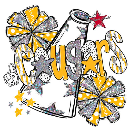 Cougars Cheer Megaphone Scrape-Yellow