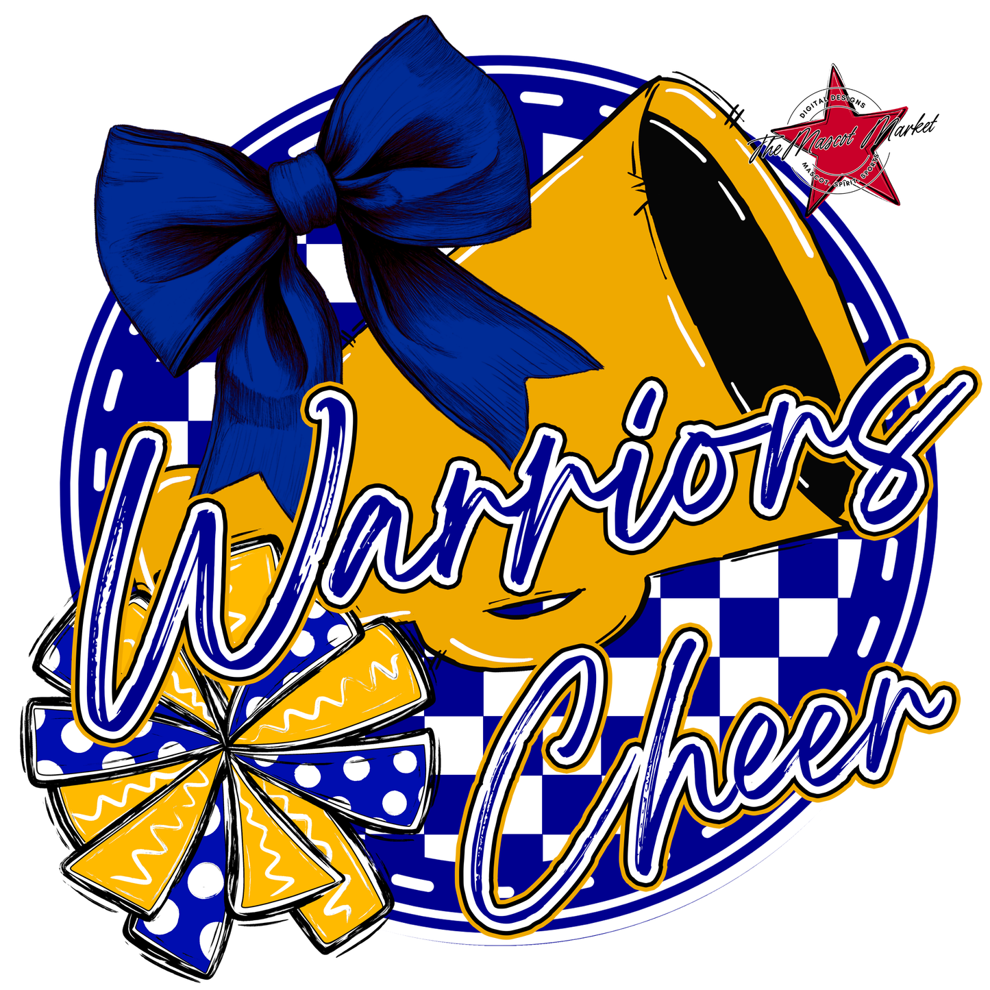 Warriors Circle Cheer Design-Blue-Yellow