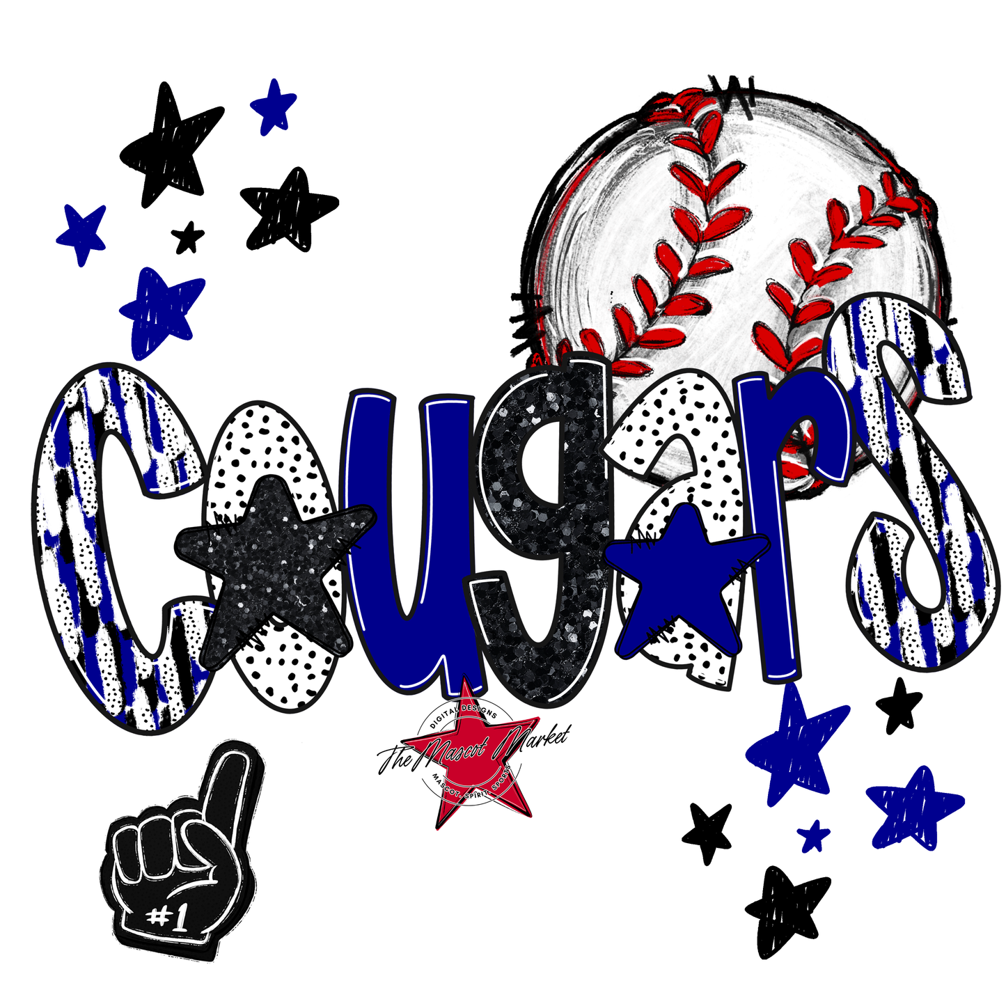 Cougars Baseball Scrape-Blue