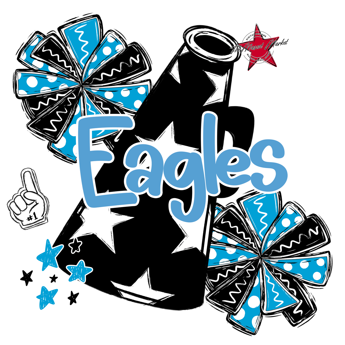 Eagles Alpha Cheer Megaphone-Carolina Blue