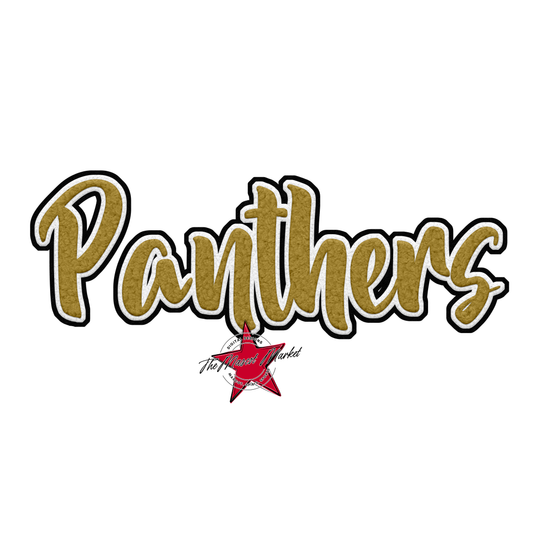 Panthers Faux Chenille Patch-Gold
