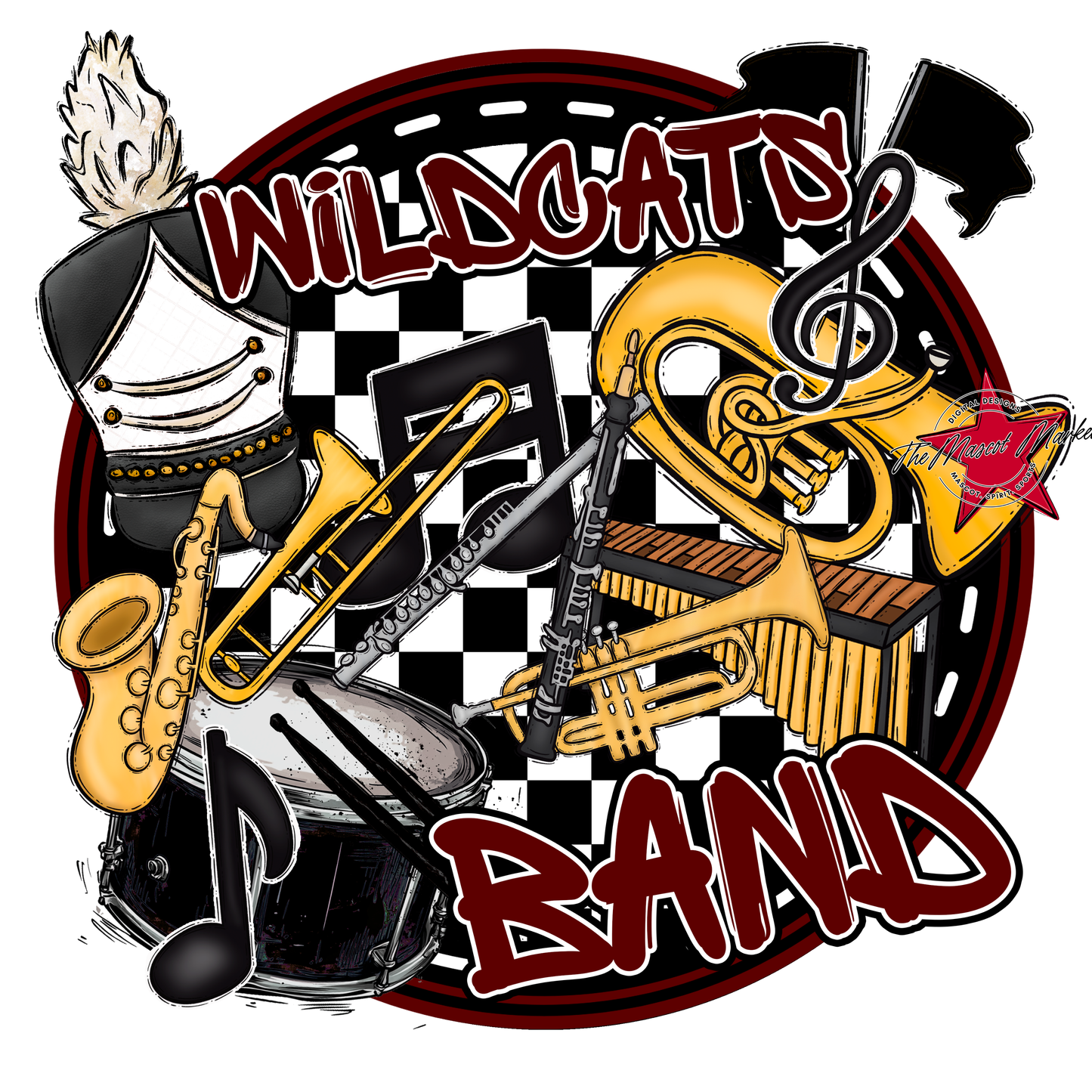 Wildcats Circle Band Design-Maroon