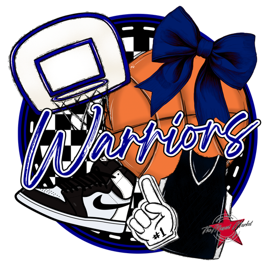 Warriors Circle Basketball Design-Blue