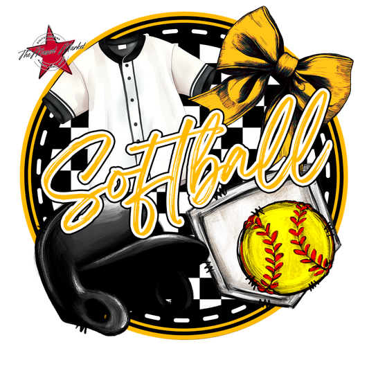 Circle Softball Design-Yellow