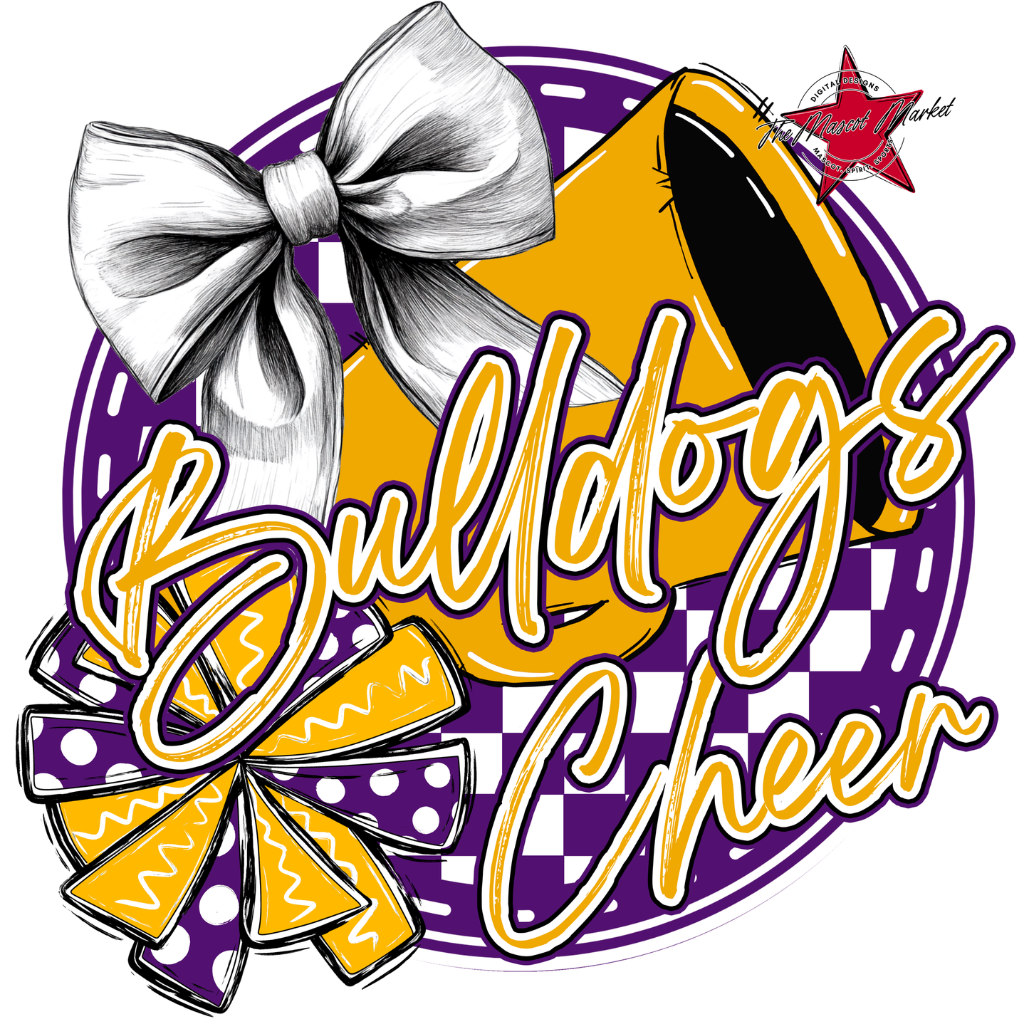 Bulldogs Circle Cheer Design-Purple-Yellow