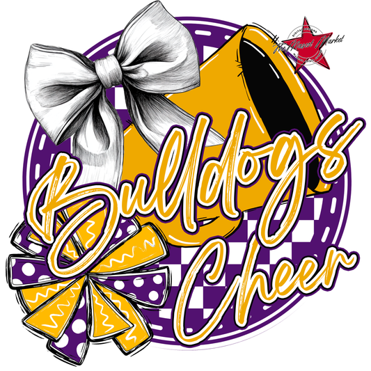 Bulldogs Circle Cheer Design-Purple-Yellow