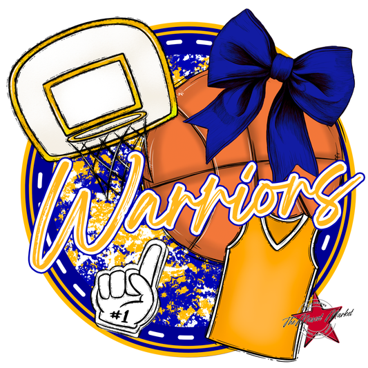 Warriors Circle Basketball Design-Blue-Yellow