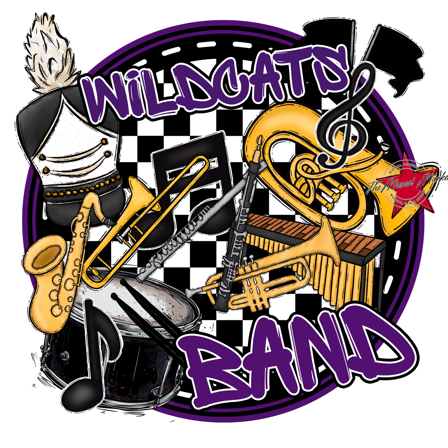 Wildcats Circle Band Design-Purple