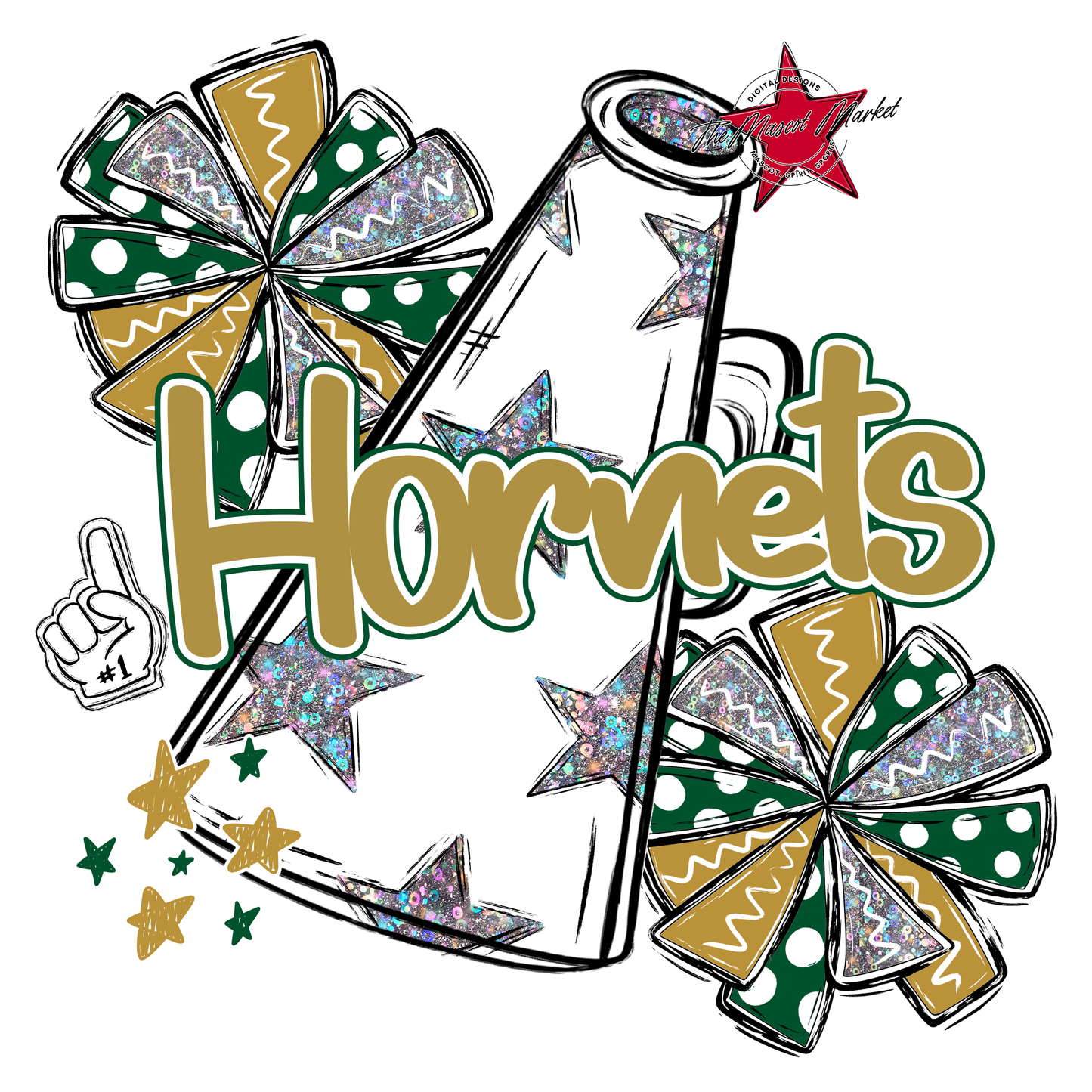Hornets Alpha Megaphone Design-Green-Gold