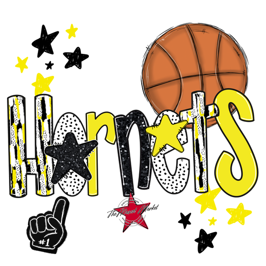 Hornets Basketball Scrape-Bright Yellow