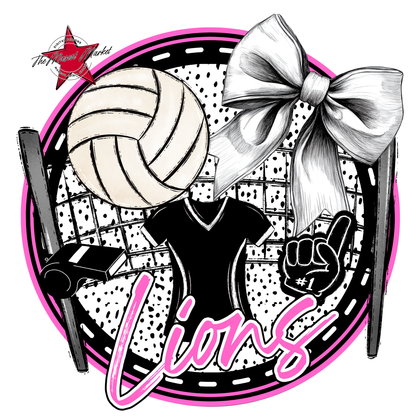 Lions Circle Volleyball Design-Baby Pink